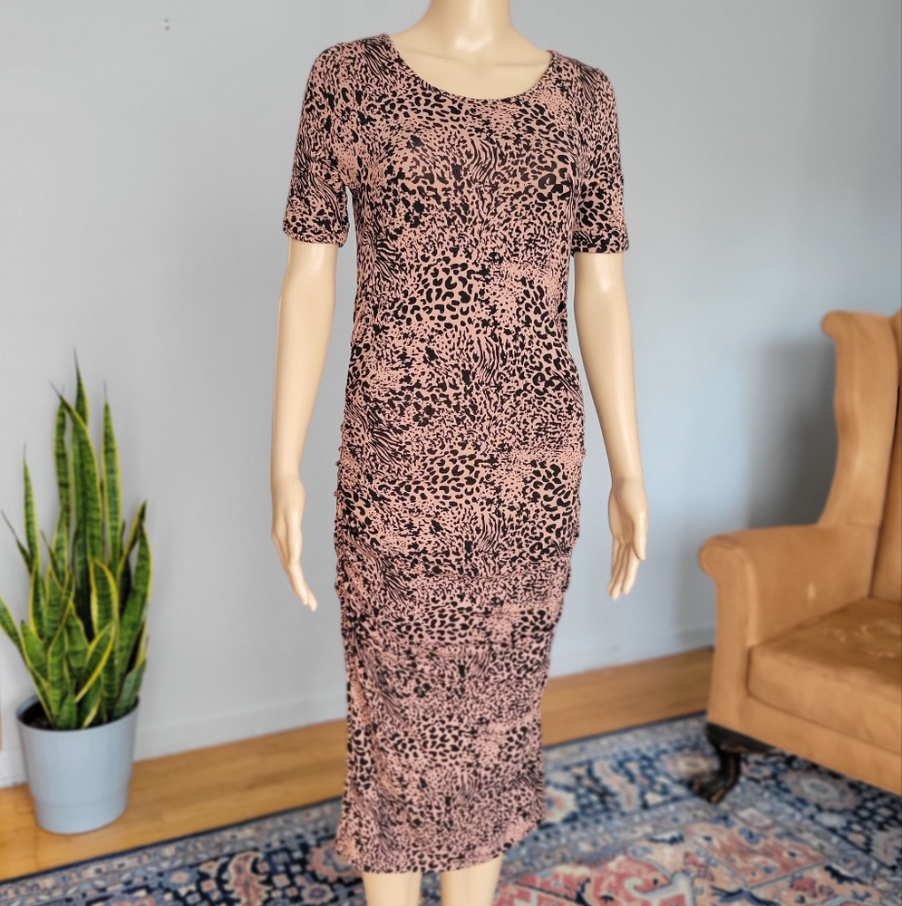 Isabella Oliver Animal Print Midi Dress - Pink and Black